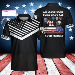 Patriot Day Anniversary Custom Polo Shirt, Personalized Black American Flag 9/11 Shirt For Men - Hyperfavor