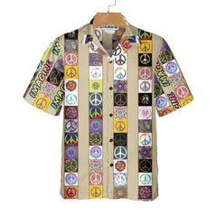 Peace Hippie Hawaiian Shirt, Peace Sign Pattern Shirt, Unique Shirt For Hippies - Hyperfavor