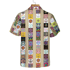 Peace Hippie Hawaiian Shirt, Peace Sign Pattern Shirt, Unique Shirt For Hippies - Hyperfavor