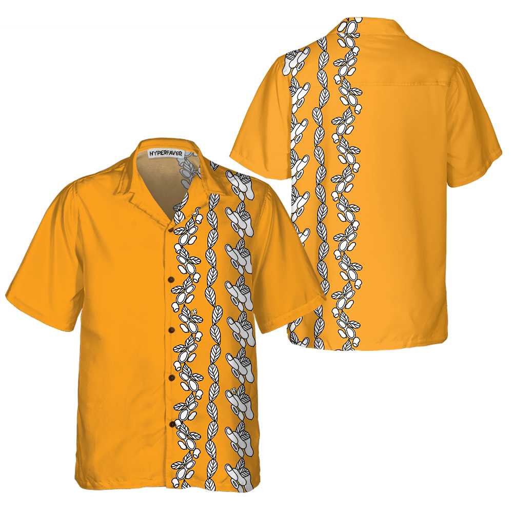 Peanut Leaves Hawaiian Shirt, Cute Peanut Butter Shirt Design, Yellow Peanut Butter Themed Shirt For Adults - Hyperfavor