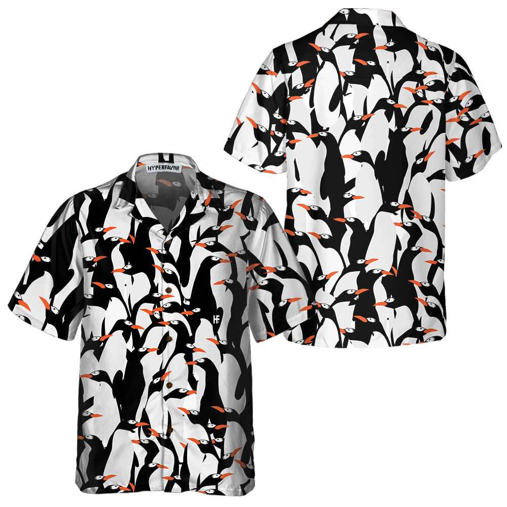 Penguin Colony Hawaiian Shirt, Cool Penguin Shirt For Men, Penguin Themed Gift Idea - Hyperfavor