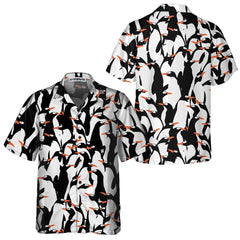 Penguin Colony Hawaiian Shirt, Cool Penguin Shirt For Men, Penguin Themed Gift Idea - Hyperfavor