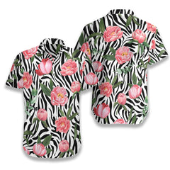 Peony Zebra Watercolor Painting Art EZ02 0607 Hawaiian Shirt - Hyperfavor