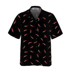 Pepper On A Black Background Hawaiian Shirt, Funny Red Pepper Shirt For Men, Red Hot Chilli Shirt - Hyperfavor