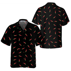 Pepper On A Black Background Hawaiian Shirt, Funny Red Pepper Shirt For Men, Red Hot Chilli Shirt - Hyperfavor