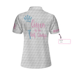 Personalize Queen Of The Golf Course Golf Custom Short Sleeve Women Polo Shirt, Golf Texture American Flag Polo Shirt For Ladies - Hyperfavor