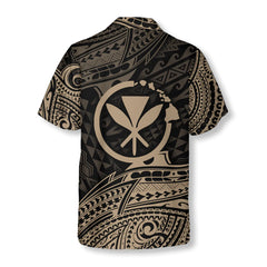 Personalized Hawaiian Gold Tribal Wave Custom Hawaiian Shirt - Hyperfavor