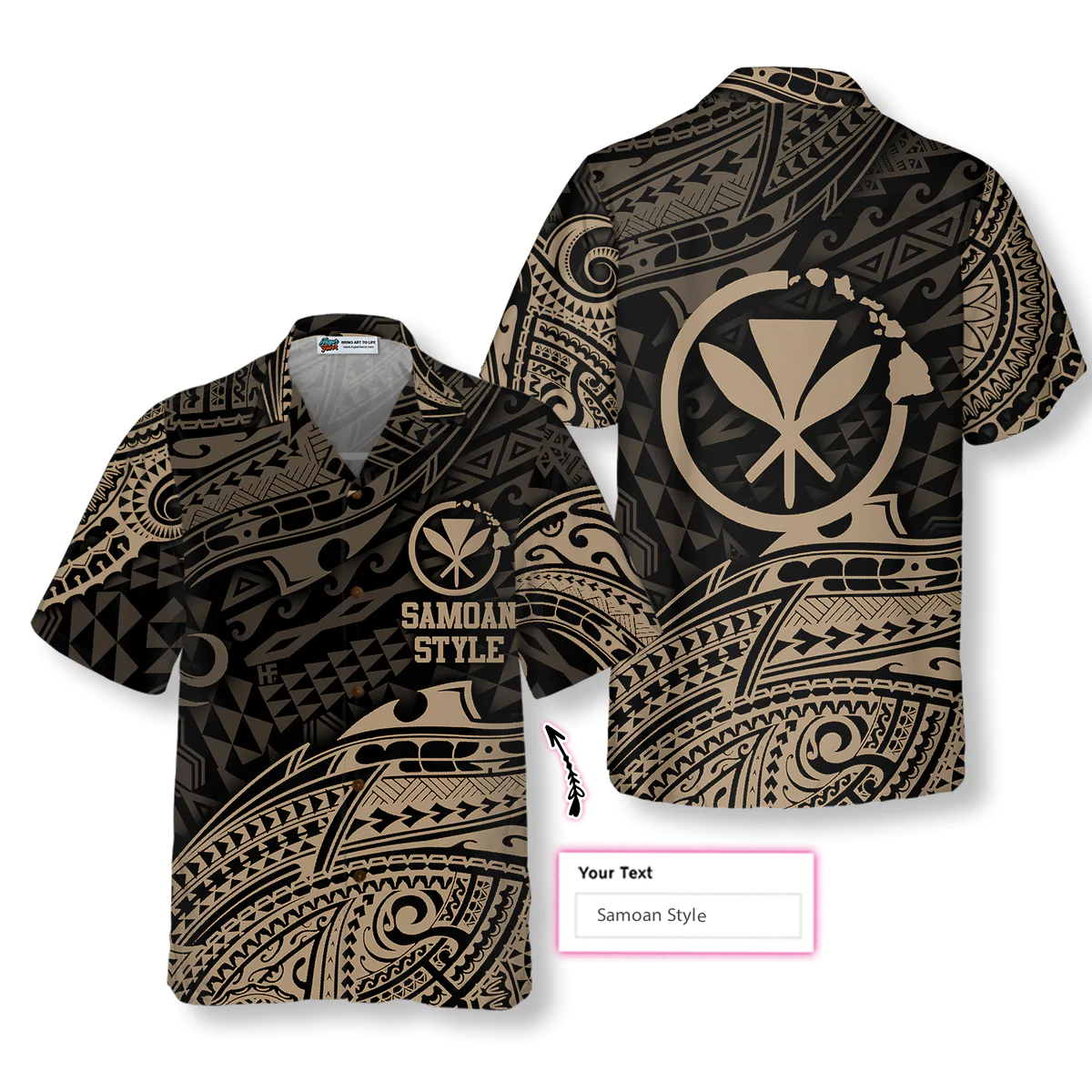 Personalized Hawaiian Gold Tribal Wave Custom Hawaiian Shirt - Hyperfavor