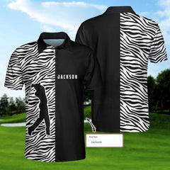 Personalized 2D Golfer Zebra Pattern Golf EZ20 2503 Custom Polo Shirt - Hyperfavor