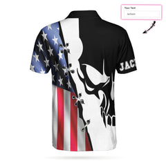 Personalized American Flag With Skull Billiards Custom Polo Shirt - Hyperfavor