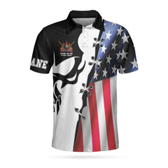 Personalized American Flag With Skull Custom Polo Shirt - Hyperfavor