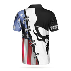 Personalized American Flag With Skull Custom Polo Shirt - Hyperfavor