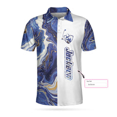 Personalized Blue Marble And Gold Golf EZ20 2503 Custom Polo Shirt - Hyperfavor