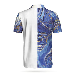 Personalized Blue Marble And Gold Golf EZ20 2503 Custom Polo Shirt - Hyperfavor