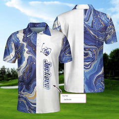Personalized Blue Marble And Gold Golf EZ20 2503 Custom Polo Shirt - Hyperfavor