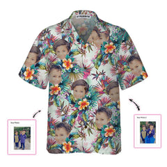 Personalized Custom Face With Tropical Flowers Hawaiian Shirt - Hyperfavor