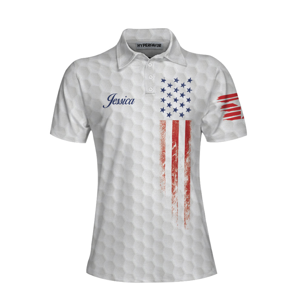 Personalized Golf American Female Golfer Custom Short Sleeve Women Polo Shirt - Hyperfavor