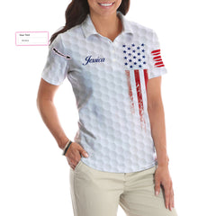 Personalized Golf American Female Golfer Custom Short Sleeve Women Polo Shirt - Hyperfavor