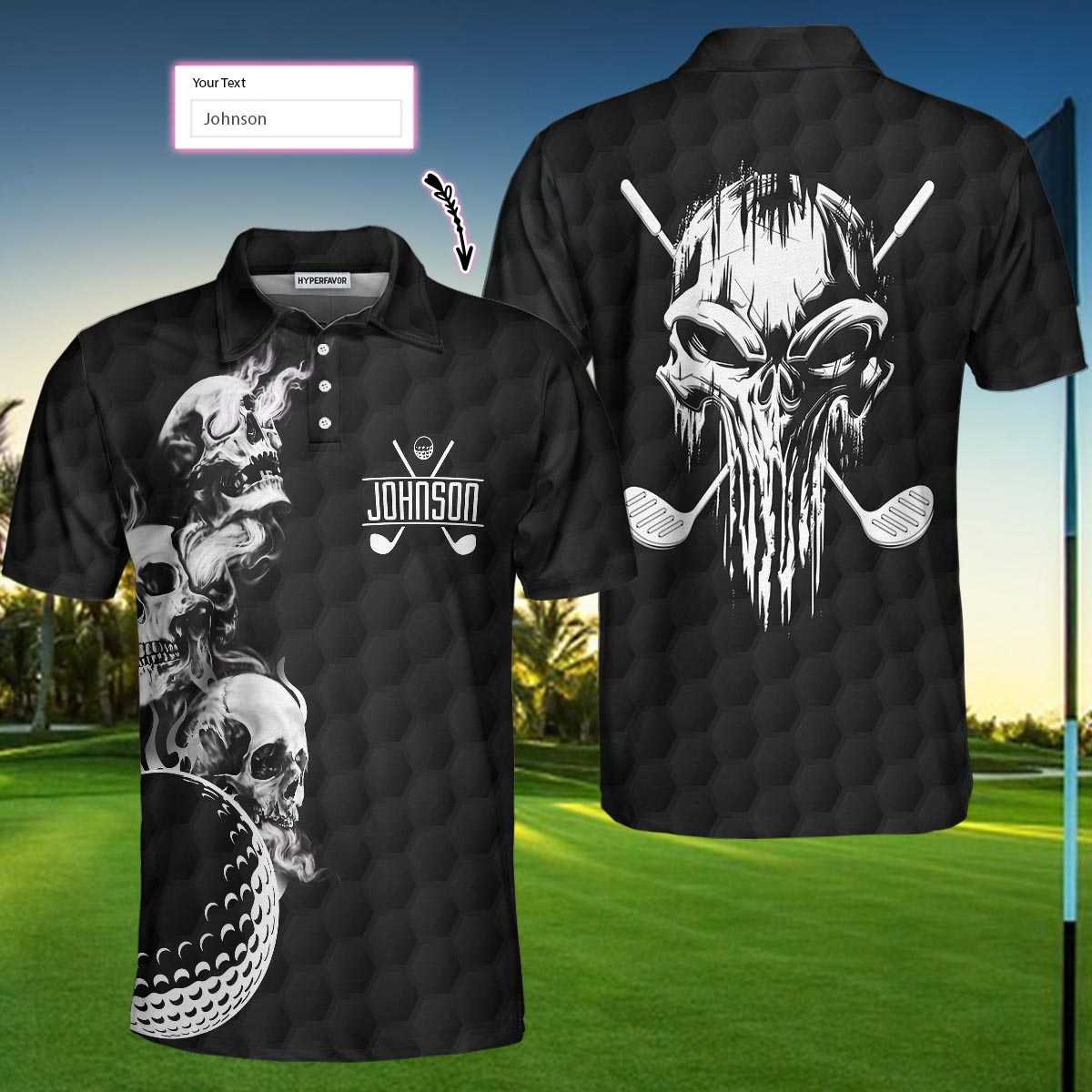 Personalized Golf Ball And Skulls Custom Polo Shirt, Custom Golf Shirt For Men - Hyperfavor