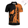 Personalized Golfer Skull Black And Orange Custom Polo Shirt - Hyperfavor