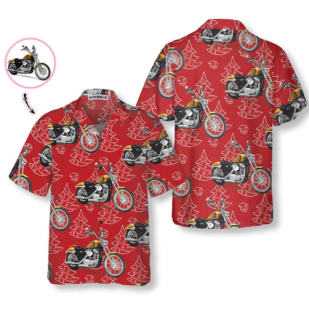 Personalized Motorcycle Christmas Custom Hawaiian Shirt, Funny Christmas Gift For Bikers - Hyperfavor
