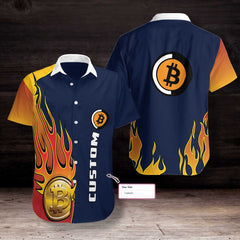 Personalized Name Bitcoin Logo Custom Hawaiian Shirt - Hyperfavor