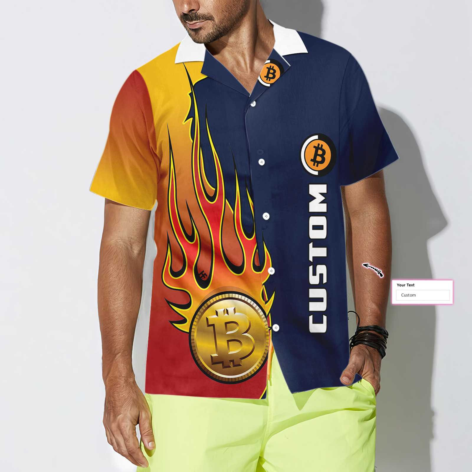 Personalized Name Bitcoin Logo Custom Hawaiian Shirt - Hyperfavor
