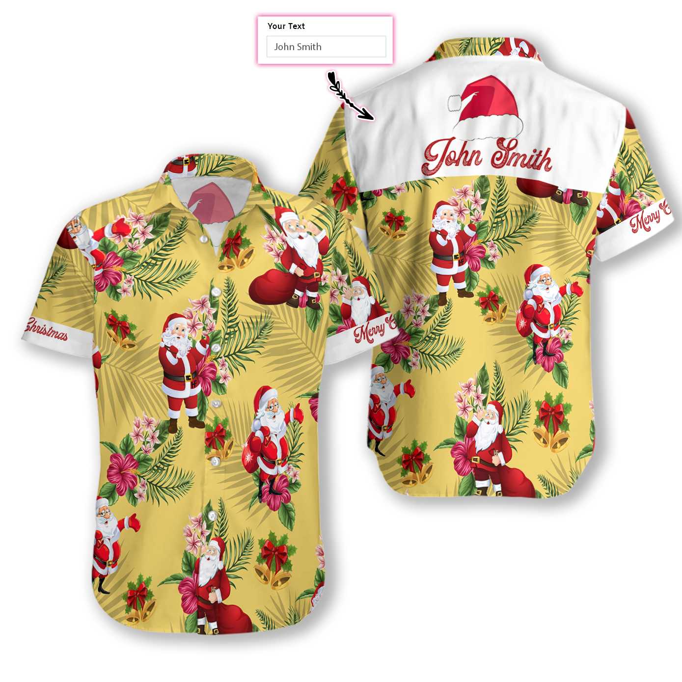 Personalized Name Merry Christmas Santa Claus EZ12 2610 Custom Hawaiian Shirt - Hyperfavor