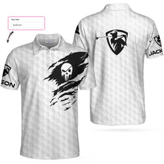 Personalized Name The Golf Skull Custom Polo Shirt, Customized Golf Shirt With Name For Golfers - Hyperfavor