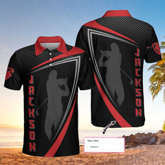 Personalized Red And Black Sport Golf Custom Polo Shirt - Hyperfavor