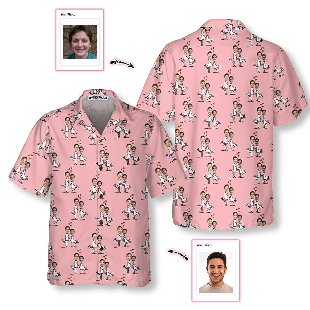 Valentine Couple Custom Hawaiian Shirt, Valentine Day Shirt For Couples, Personalized Valentine Gift - Hyperfavor