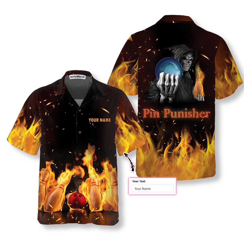 Pin Punisher Bowling Custom Hawaiian Shirt, Personalized Bowling Shirt For Men & Women - Hyperfavor