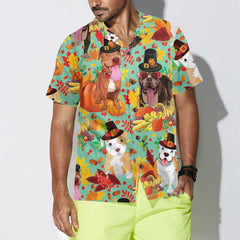 Pitbulls Dog Happy Thanksgiving Hawaiian Shirt, Funny Thanksgiving Shirt, Gift For Thanksgiving Day - Hyperfavor