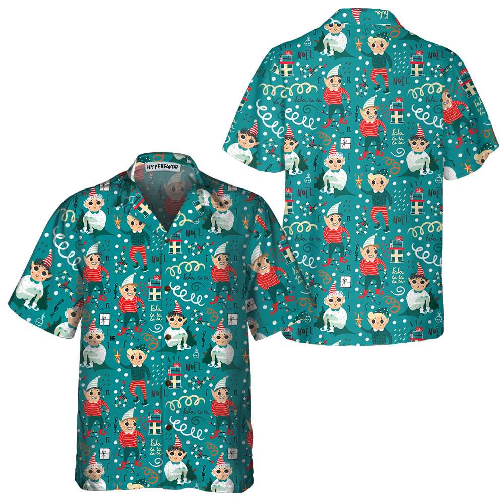 Playful Christmas Elves Hawaiian Shirt, Funny Elf Christmas Shirt, Best Christmas Gift Idea - Hyperfavor