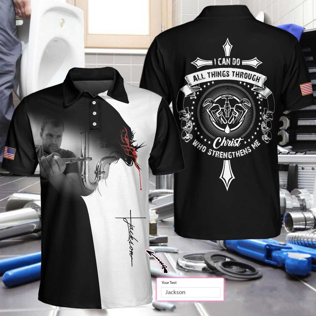 Plumber I Can Do All Things Custom Polo Shirt - Hyperfavor