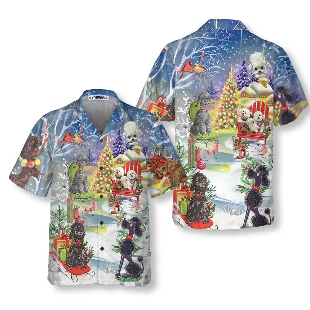 Poodle Through The Snow Hawaiian Shirt, Funny Christmas Shirt For Men & Women, Best Christmas Gift - Hyperfavor