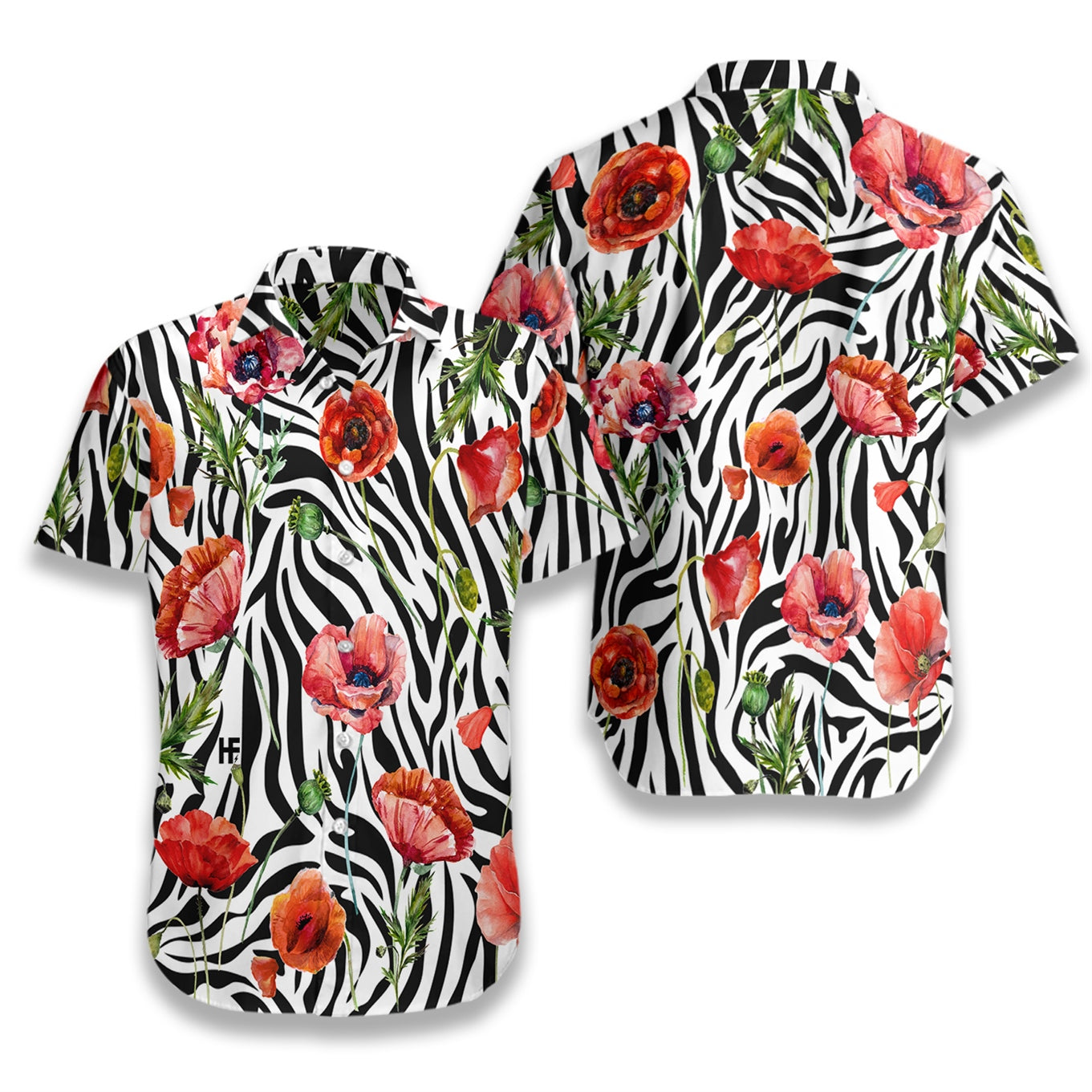 Poppy Zebra Watercolor Painting Art EZ02 0607 Hawaiian Shirt - Hyperfavor