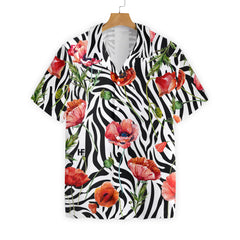 Poppy Zebra Watercolor Painting Art EZ02 0607 Hawaiian Shirt - Hyperfavor