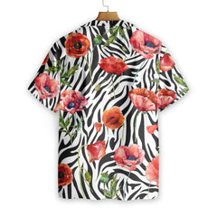 Poppy Zebra Watercolor Painting Art EZ02 0607 Hawaiian Shirt - Hyperfavor