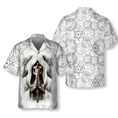 Pray Skull Hawaiian Shirt, Unique Satanic Pattern Skull Shirt For Men And Women - Hyperfavor