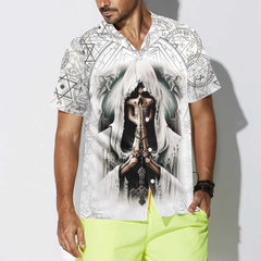 Pray Skull Hawaiian Shirt, Unique Satanic Pattern Skull Shirt For Men And Women - Hyperfavor
