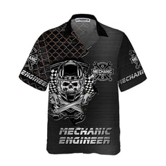 Premium Mechanic Hawaiian Shirt, Cool Skull Mechanic Shirt For Men, Best Gift For Mechanic - Hyperfavor
