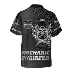 Premium Mechanic Hawaiian Shirt, Cool Skull Mechanic Shirt For Men, Best Gift For Mechanic - Hyperfavor