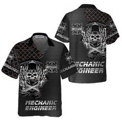 Premium Mechanic Hawaiian Shirt, Cool Skull Mechanic Shirt For Men, Best Gift For Mechanic - Hyperfavor