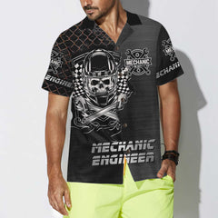 Premium Mechanic Hawaiian Shirt, Cool Skull Mechanic Shirt For Men, Best Gift For Mechanic - Hyperfavor