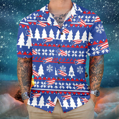 Puerto Rico Ugly Christmas Pattern Hawaiian Shirt, Puerto Rico Flag Christmas Shirt For Men - Hyperfavor