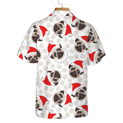 Pug Dog In Santa Hat Hawaiian Shirt, Funny Dog Christmas Shirt, Christmas Gift For Pug Lovers - Hyperfavor