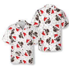 Pug Dog In Santa Hat Hawaiian Shirt, Funny Dog Christmas Shirt, Christmas Gift For Pug Lovers - Hyperfavor