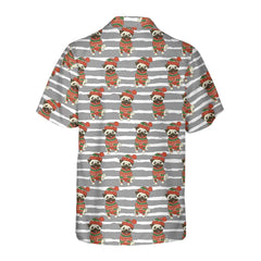 Pug In Sweater And Winter Hat Hawaiian Shirt, Funny Pug Christmas Shirt - Hyperfavor