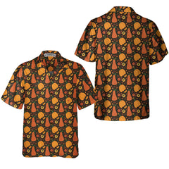 Pumpkin And Falling Leaves Hawaiian Shirt, Fall Thanksgiving Shirt, Gift For Thanksgiving Day - Hyperfavor